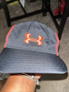 Under Armour Black Hat with Orange Logo and Piping